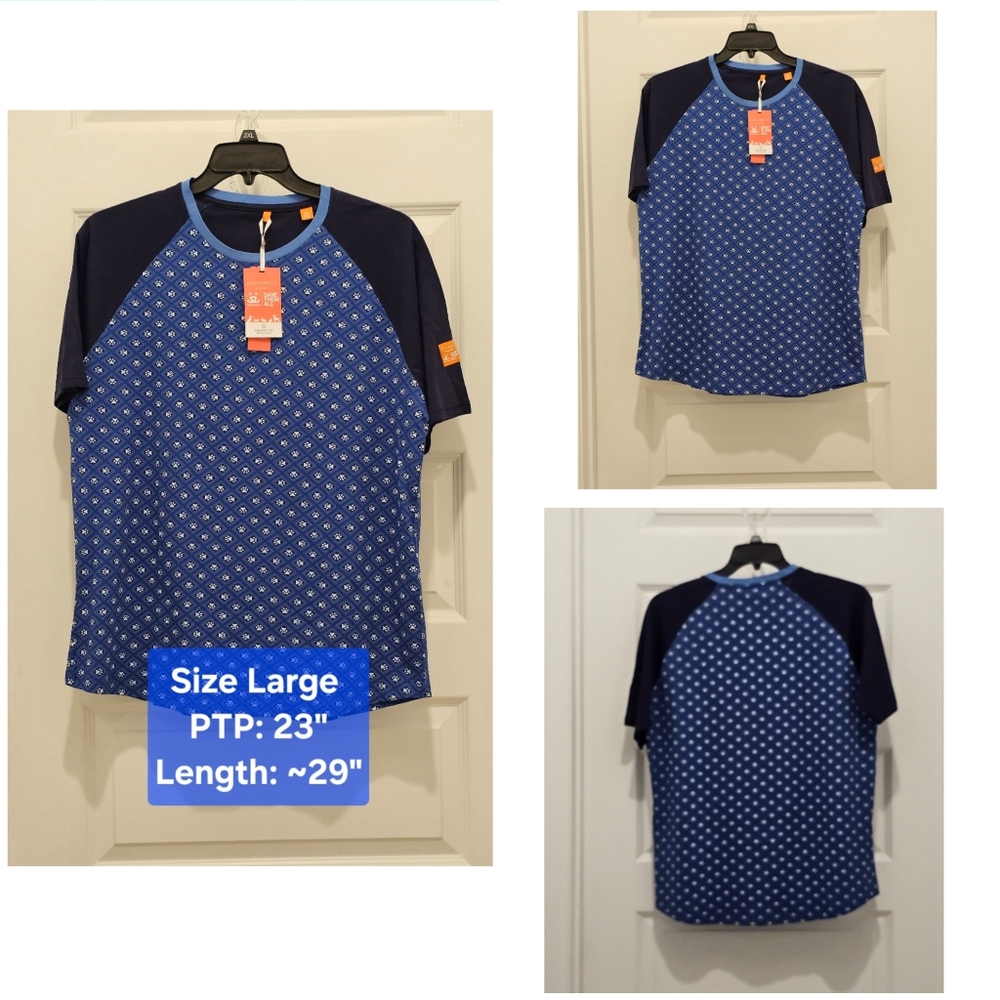 CON.STRUCT Short Sleeve Paw Print Lounge Top, NWT, Size Large